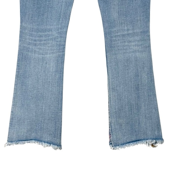 Driftwood Roxy Jeans Womens 25 Embroidered Mid Rise Kick Flare Raw Hem Stretch - Picture 6 of 7